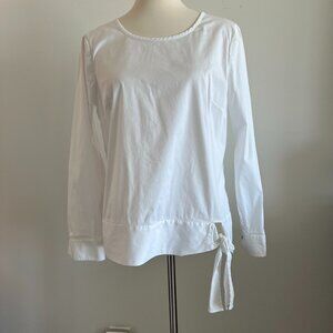 Talbots White Long Sleeve Top with side tie